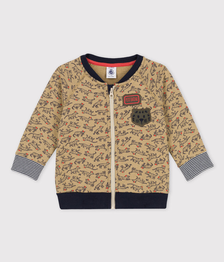 Babies' Fleece Baseball Jacket JERRYCAN beige/MULTICO