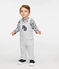Baby Boys' Long Dungarees in Velour Knit BELUGA CHINE grey