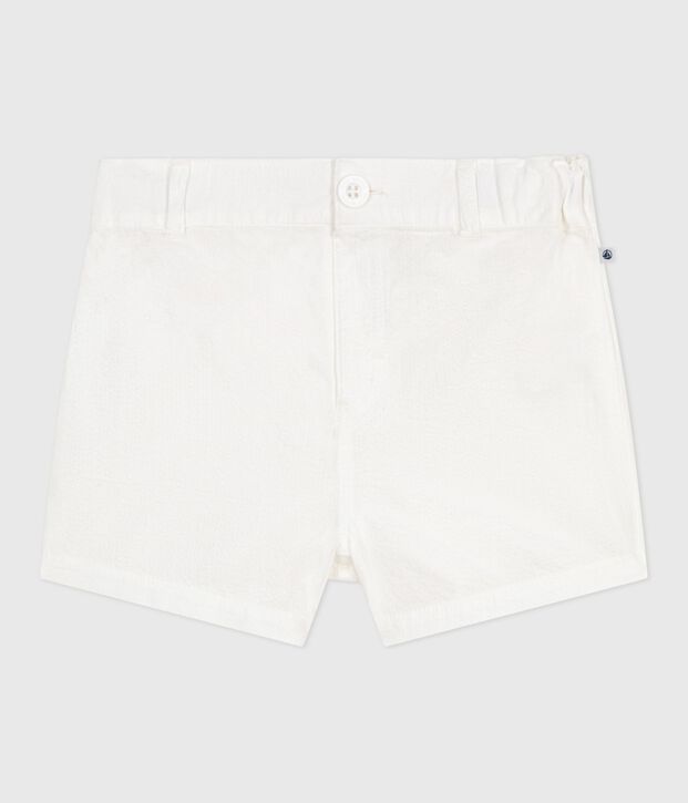 Babies' stripy seersucker shorts white