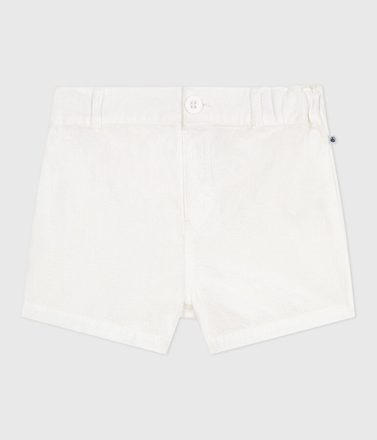 Babies' stripy seersucker shorts white