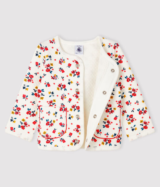 Baby girl's tubular knit cardigan MARSHMALLOW white/MULTICO white