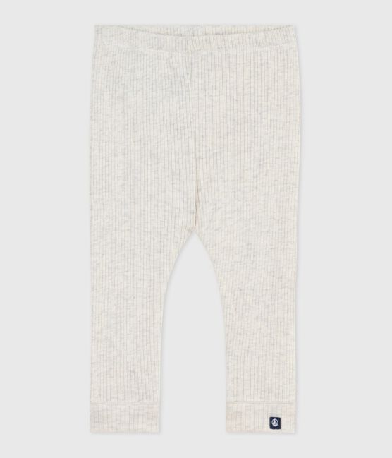Babies' plain cotton leggings MONTELIMAR CHINE beige