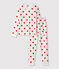 Children's hearts print ribbed pyjamas MARSHMALLOW white/TERKUIT red