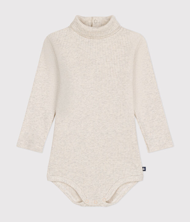 Babies' long-sleeved rollneck cotton bodysuit MONTELIMAR CHINE