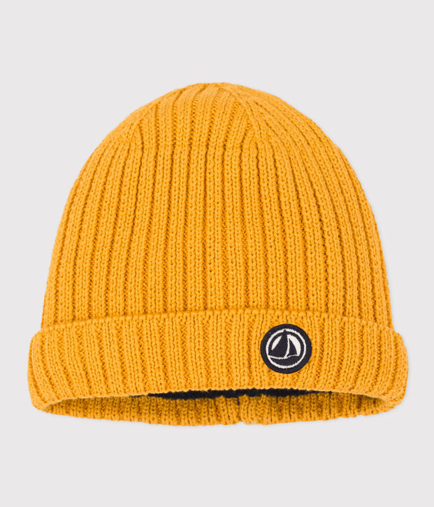 Babies' Knit Hat with Fleece Lining yellow