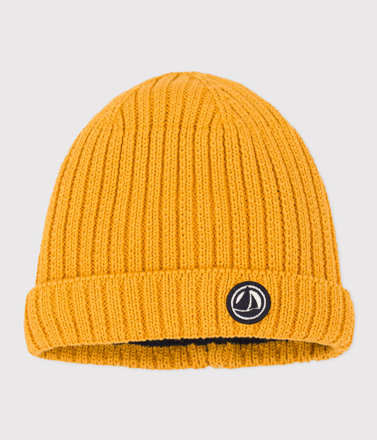 Babies' Knit Hat with Fleece Lining yellow