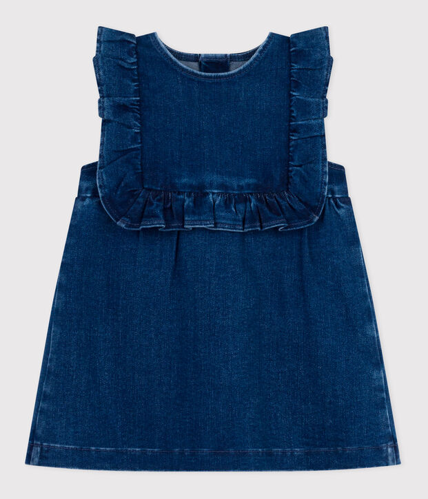 Babies' sleeveless denim dress blue
