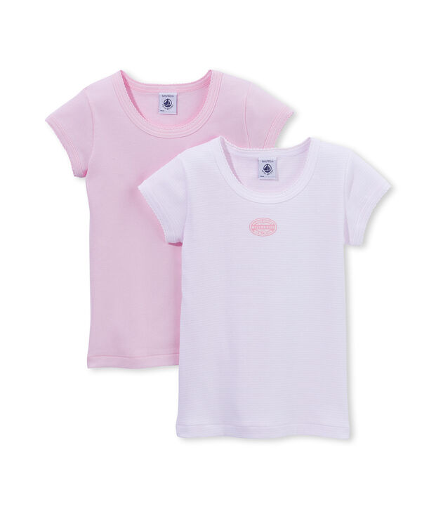 Lot de 2 t-shirts fille uni / milleraies . set