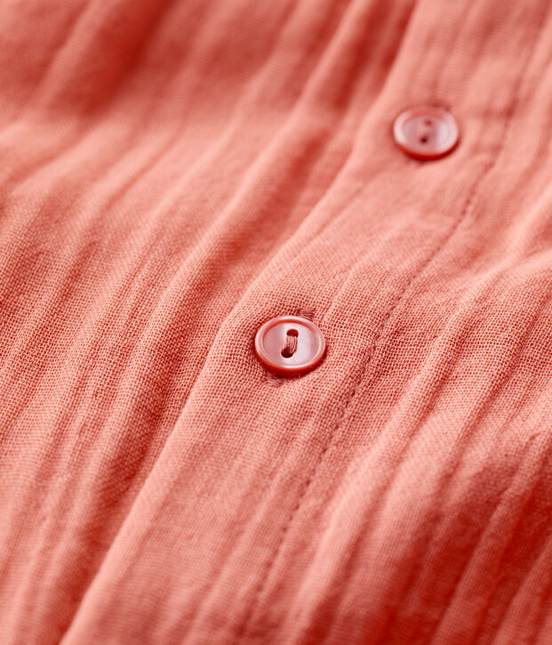 Babies' Plain Organic Cotton Gauze Long Playsuit pink