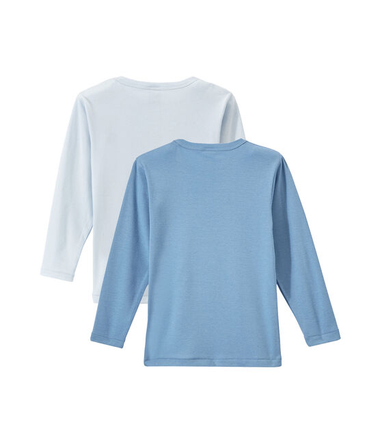 Set of 2 boys' plain long-sleeved t-shirts LOT white