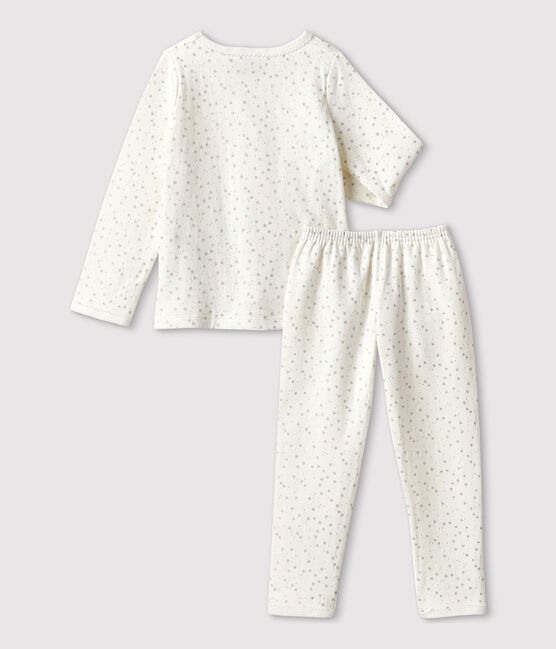 Girls' Starry Tube Knit Pyjamas MARSHMALLOW white/ARGENT grey