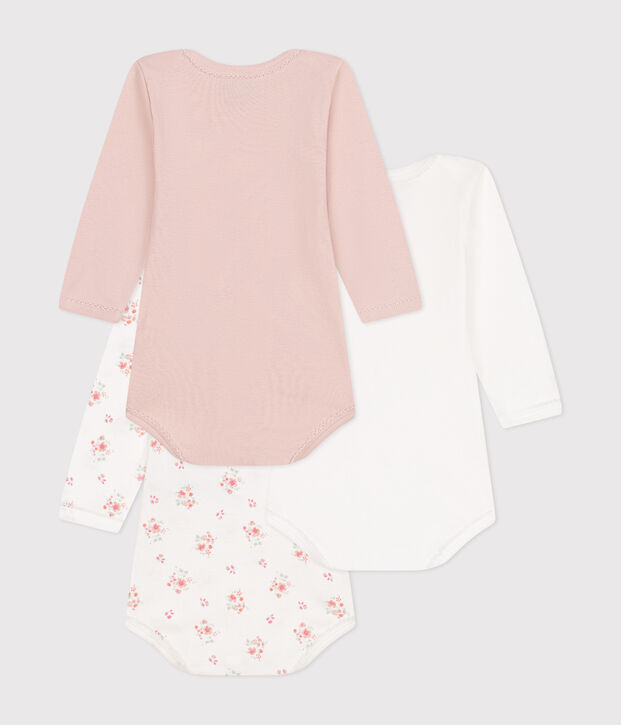 Babies' long-sleeved floral bodysuits - 3-pack multicolor