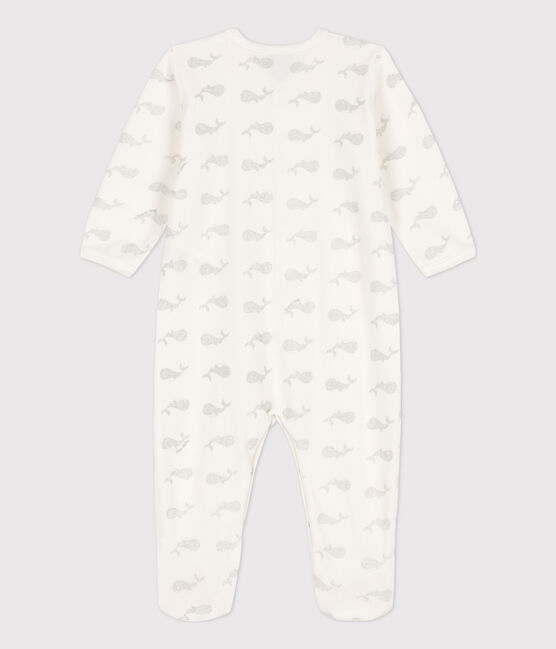 Babies' Velour Sleepsuit MARSHMALLOW white/ARGENT grey