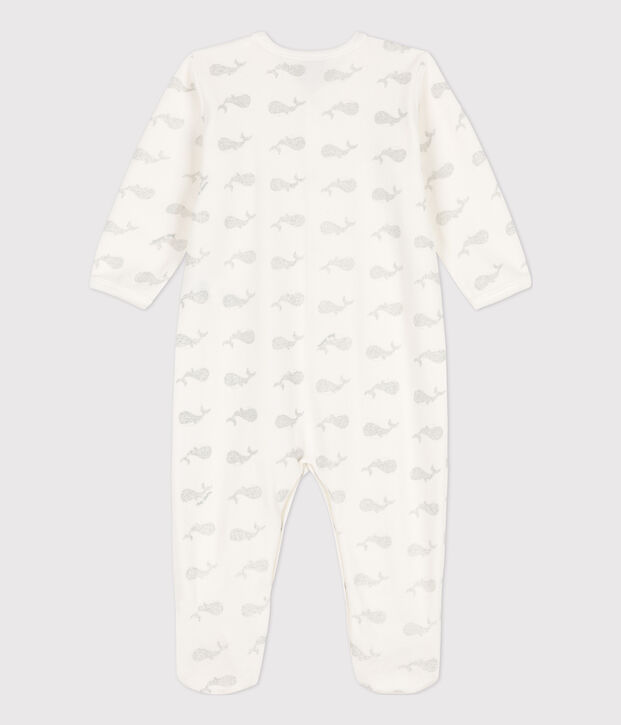 Babies' Velour Sleepsuit white/grey