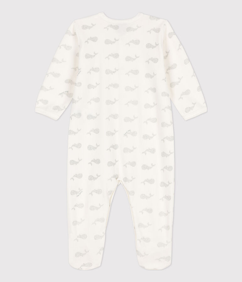 Babies' Velour Sleepsuit white/grey