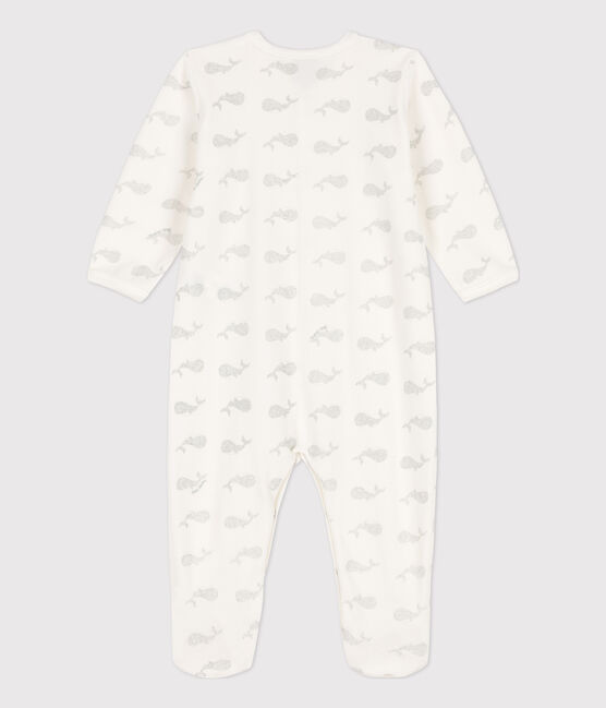 Babies' Velour Sleepsuit MARSHMALLOW white/ARGENT grey