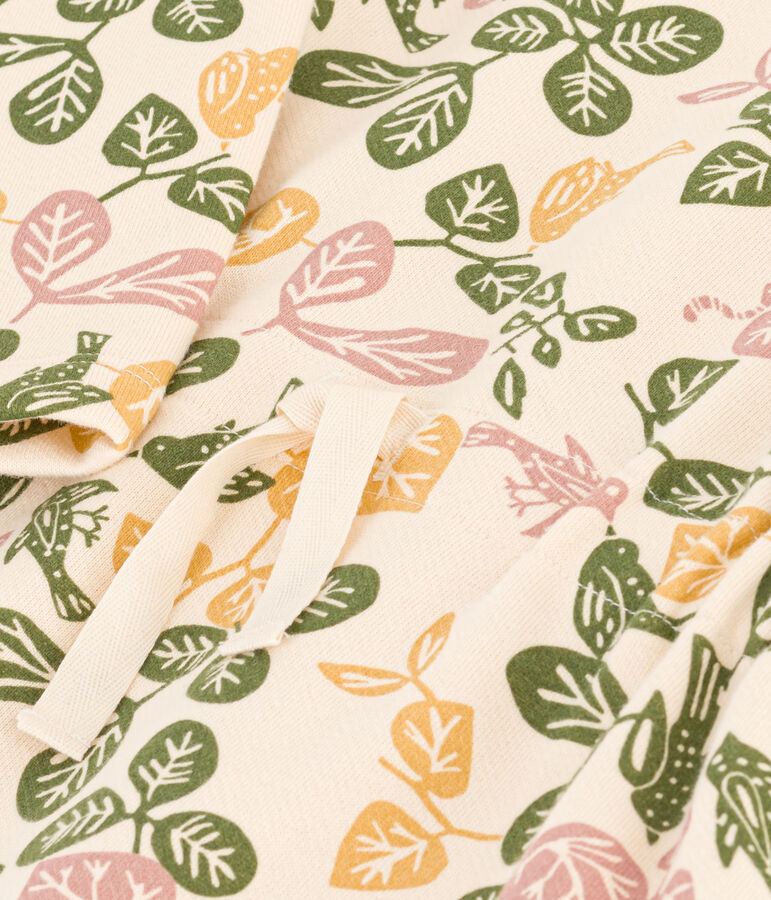 Girls' Printed Long-Sleeved Fleece Dress Ecru/pink/multicolor