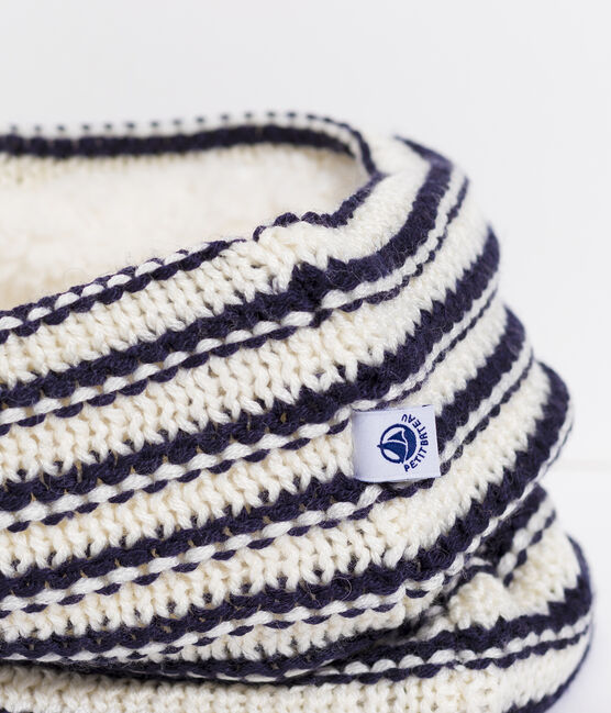 Boy's/Girl's Snood MARSHMALLOW white/SMOKING blue