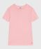 Women's short-sleeved stripy cotton T-shirt GRETEL pink/MARSHMALLOW white