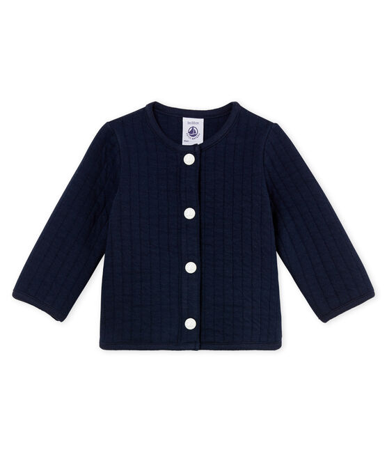 Baby girls' cardigan in quilted tube knit SMOKING blue