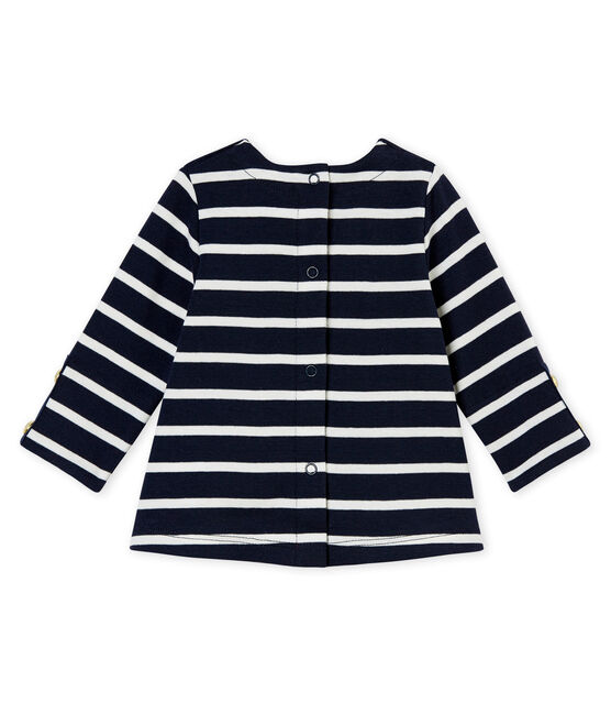 Baby girl's sailor stripe blouse SMOKING blue/MARSHMALLOW white
