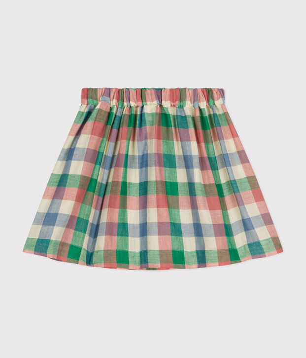 Girls' cotton gauze skirt Ecru/multicolor