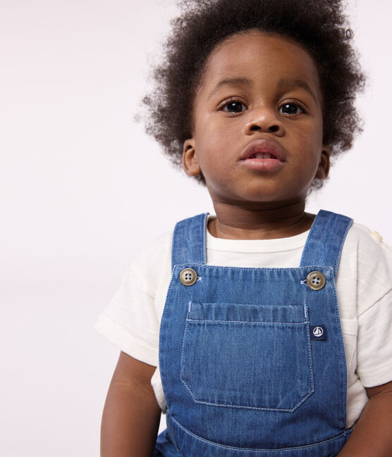 Babies' Light Denim Dungaree Shorts DENIM CLAIR blue