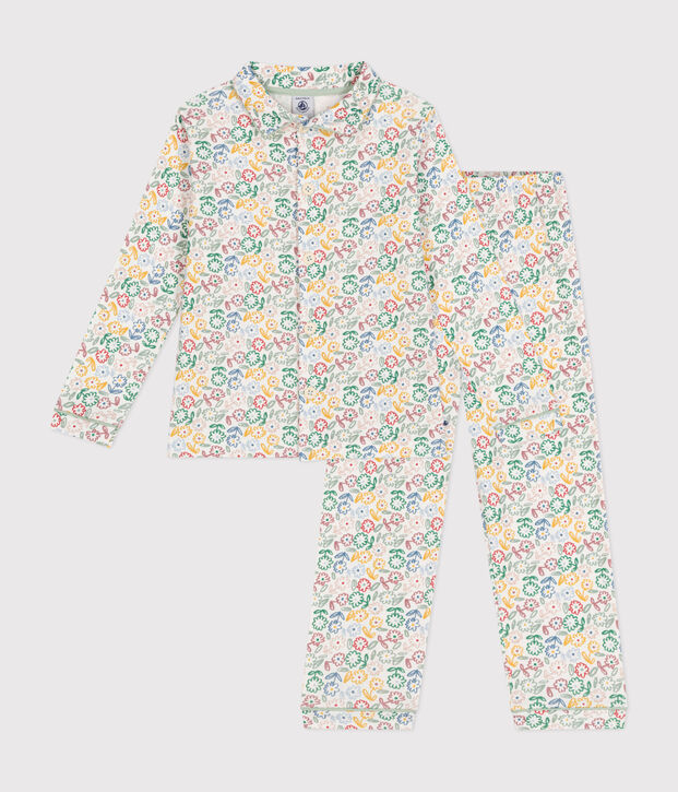 Children's floral print cotton pyjamas white/multicolor