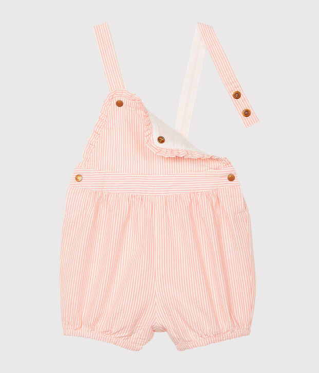 Baby Girls' Striped Short Dungarees pink/white