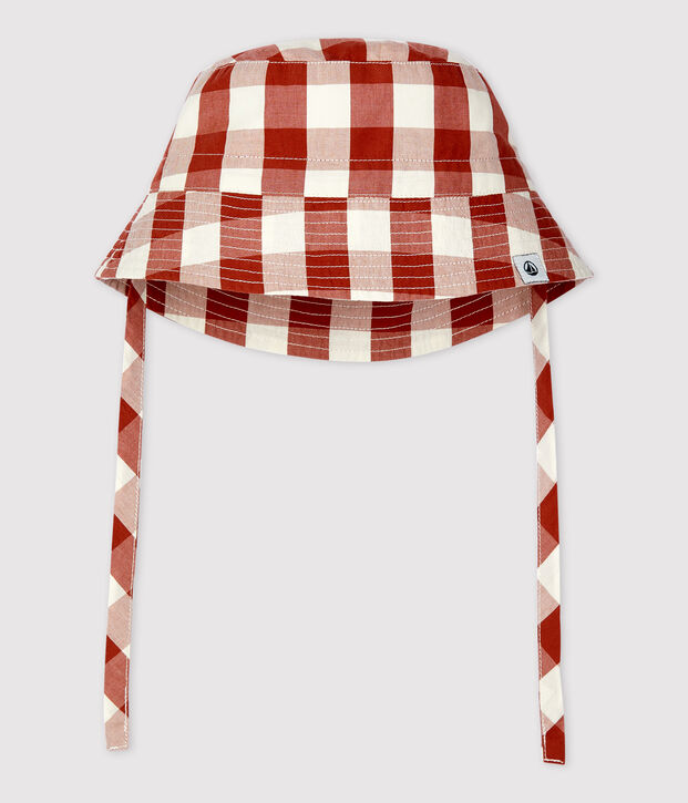 Babies' Gingham Sun Hat brown/ecru