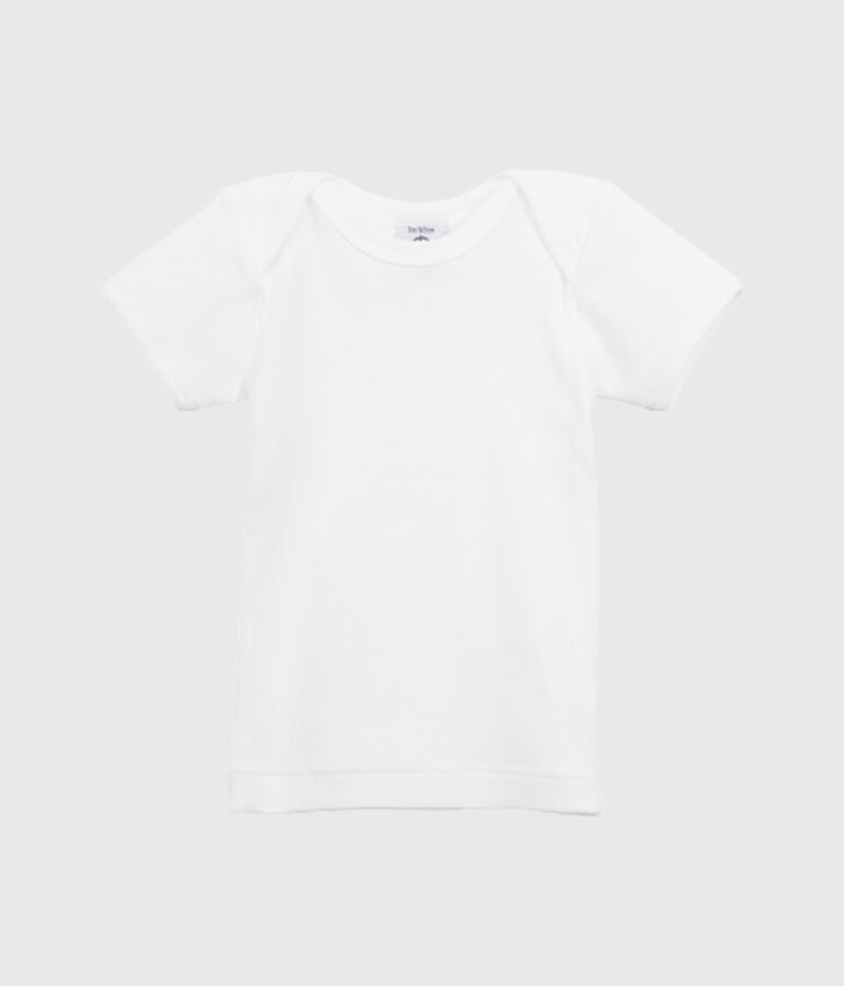 Unisex baby plain T-shirt ECUME white