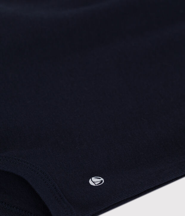 Babies' plain cotton body with a polo collar blue/blue