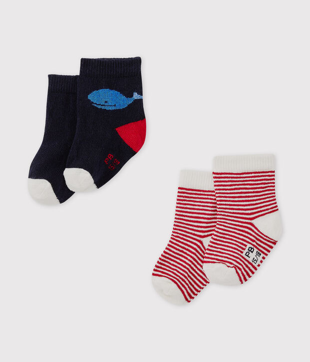 Set of 2 pairs of baby boy's socks multicolor