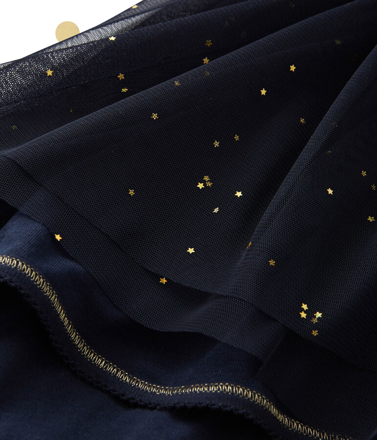 Girl's long-sleeved dress with a 2-in-1 look Petit bateau x Marie-Agn&egrave;s Gillot blue/white