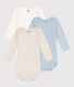 Babies' Plain Long-Sleeved Cotton Bodysuits - 3-Pack