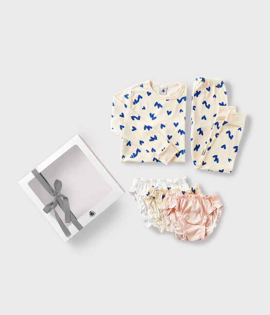 Blue heart print cotton pyjamas and briefs gift box variante 1