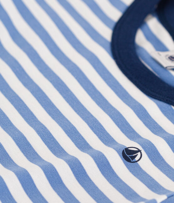 Boys' Stripy Lightweight Jersey T-shirt GAULOISE /MARSHMALLOW