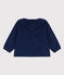 Babies' Super Fine Velour Long-Sleeved Blouse BLEU FONCE