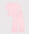 Women's wide-leg stripy cotton pyjamas pink/white