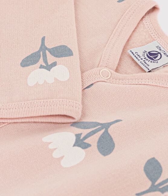 Patterned Fleece Sleepsuit SALINE pink/MULTICO white