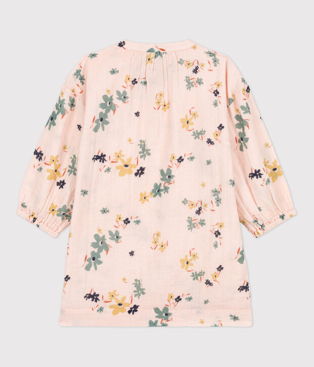 Girls' Long-Sleeved Cotton Gauze Dress pink/multicolor