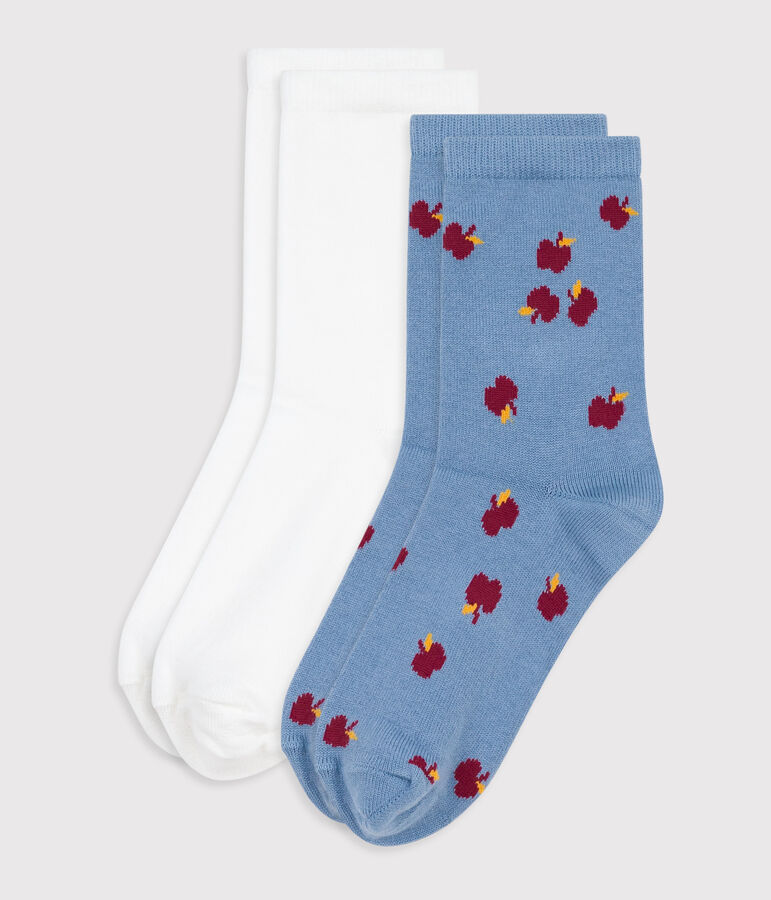 Children's apple-print cotton socks - 2-Pack multicolor