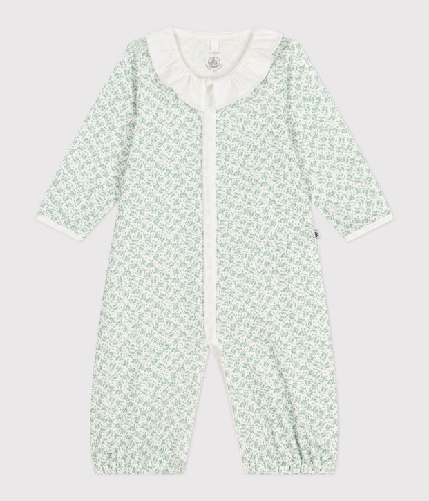 Babies' floral cotton one-piece/sleep sack white/multicolor