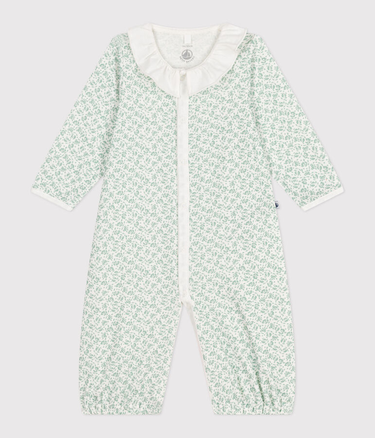 Babies' floral cotton one-piece/sleep sack white/multicolor
