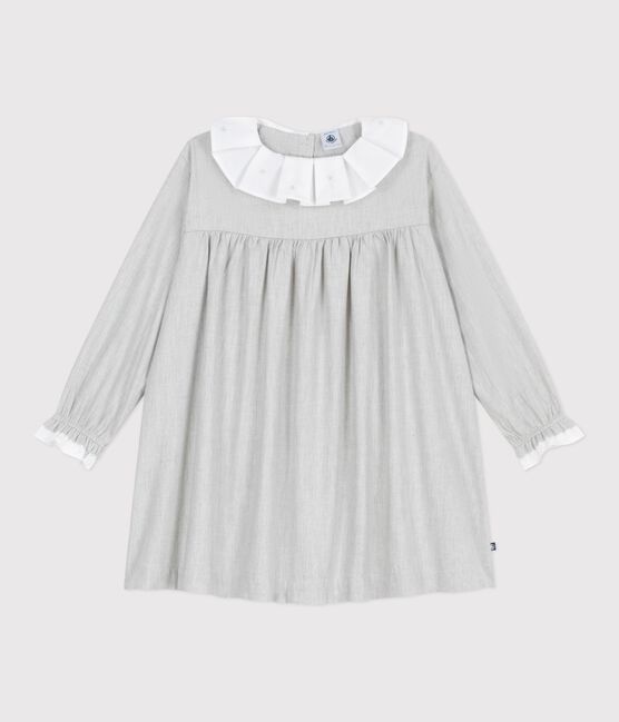 Children's long-sleeved plain flannel dress FUMEE CHINE grey