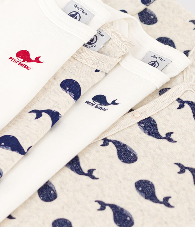 Babies' Pyjamas and 3-Pack of Whale Patterned Bodysuits multicolor