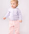 Babies' plain knitted cotton cardigan PARME purple
