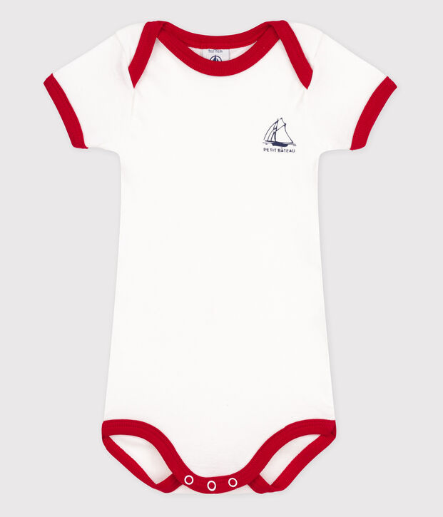 Babies' Short-Sleeved Bodysuit white/red