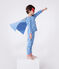 Children's short fancy dress pyjamas in glow-in-the-dark cotton with a cape ALASKA blue/MULTICO white