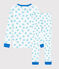 Unisex Snugfit Tortoise Print Cotton Pyjamas MARSHMALLOW white/COOL blue